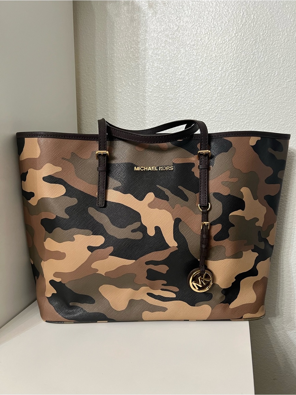 Michael Kors Authentic limited edition Camouflage Tote in Brown and Tan.